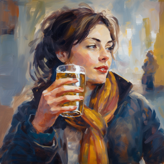 woman drinking beer