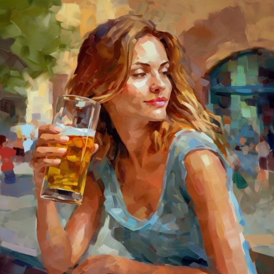 woman with beer