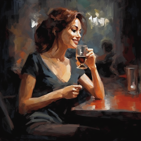 woman drinking dark beer