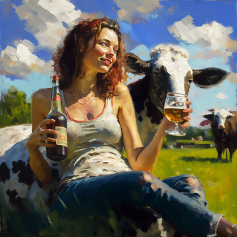 woman and cow