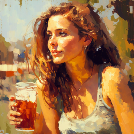 woman drinking beer