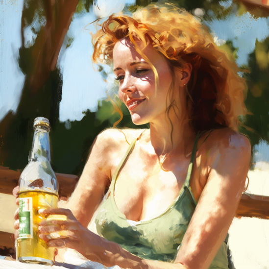 woman drinking beer