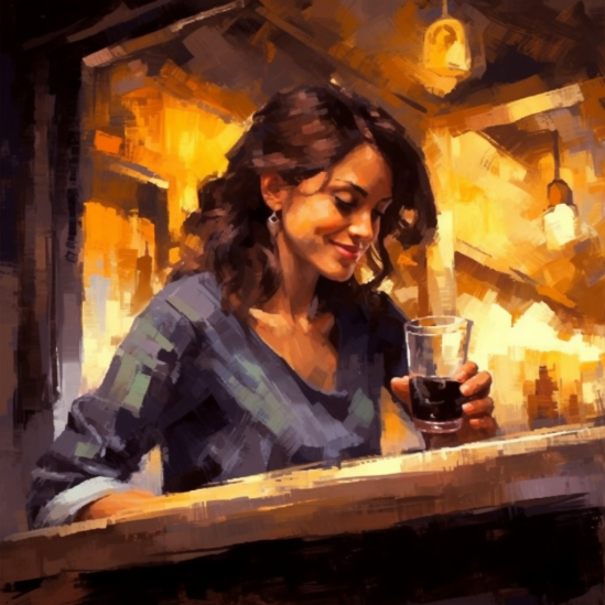 woman enjoying beer