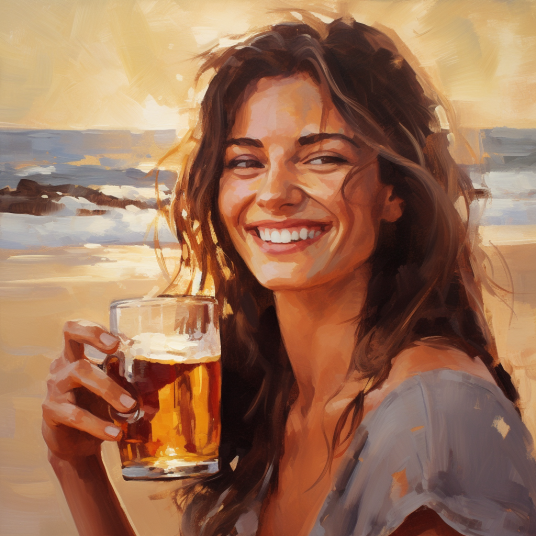 woman drinking beer