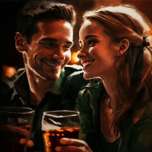 couple enjoying beer