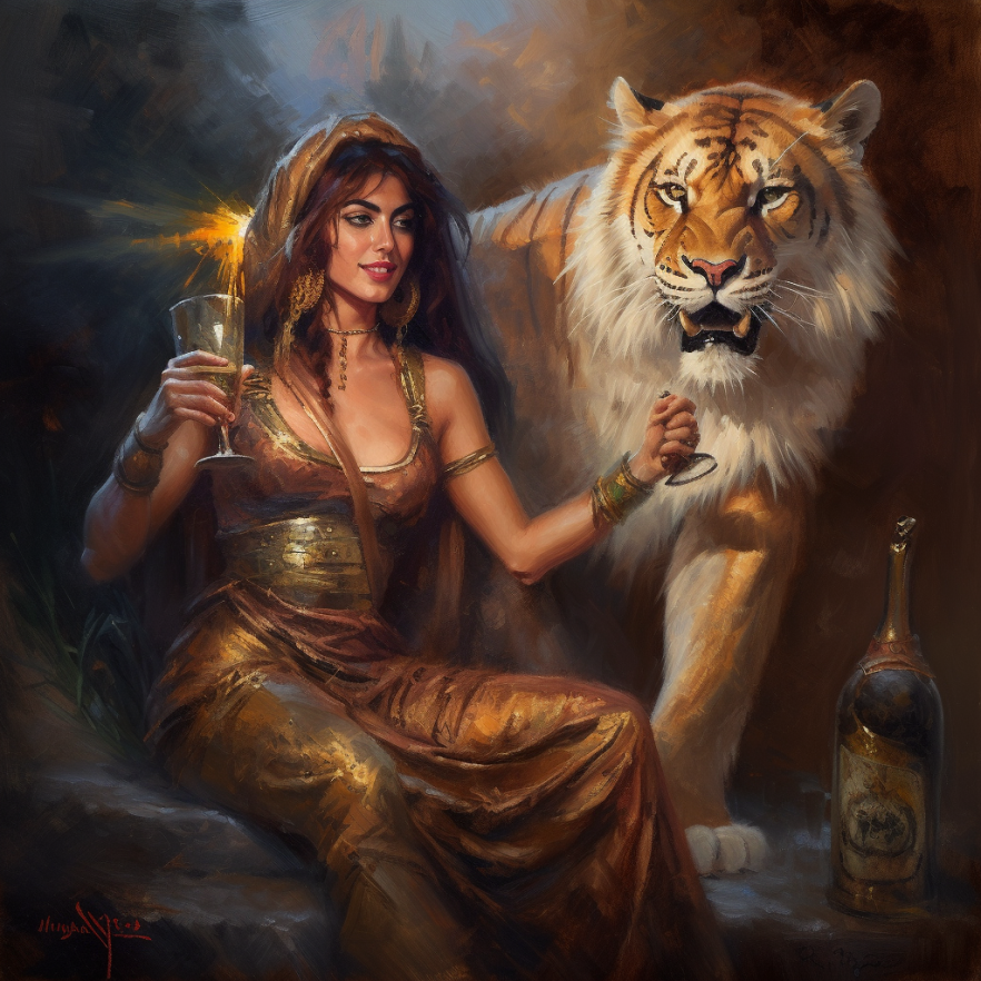 woman and tiger