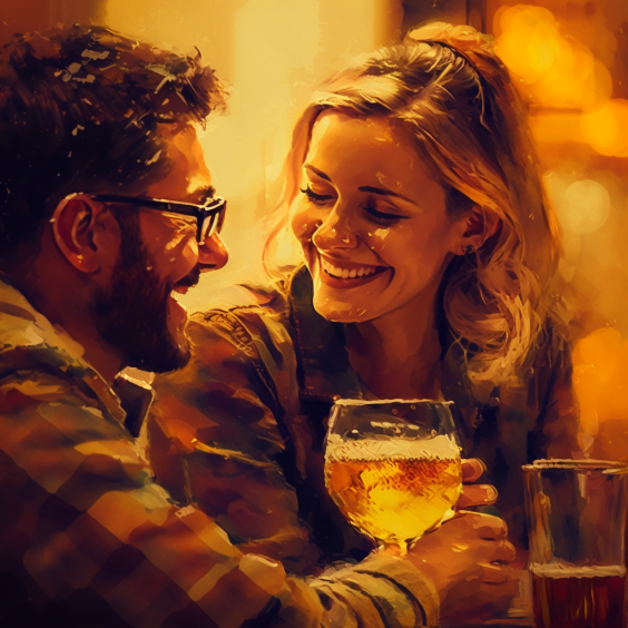 couple drinking beer