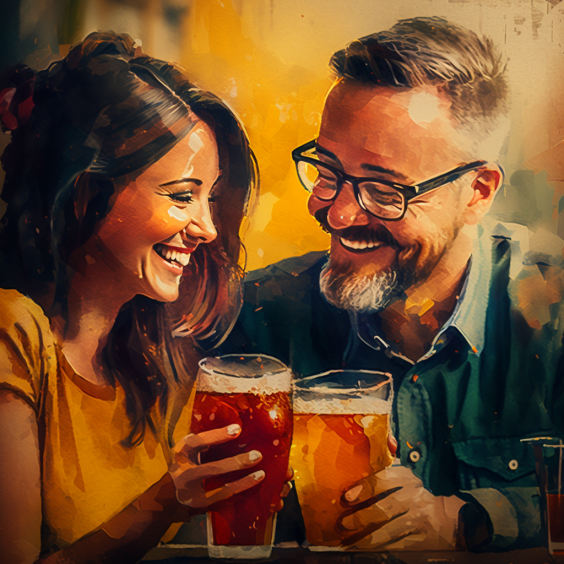 couple drinking beer