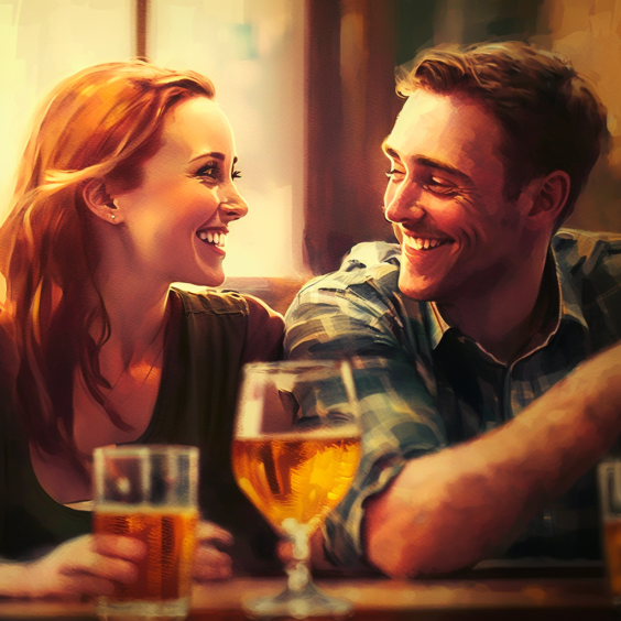 couple drinking beer