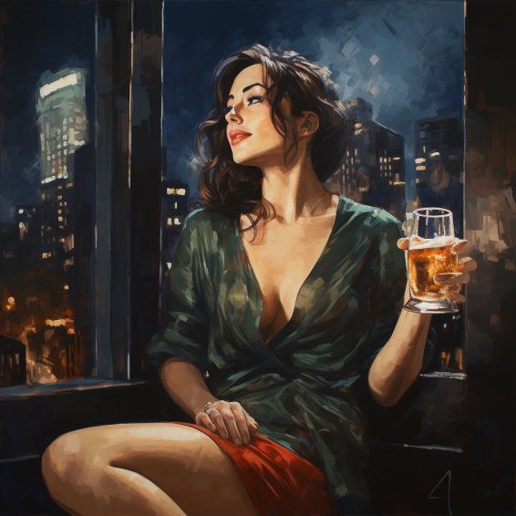 woman drinking beer