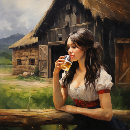 woman drinking beer outside 