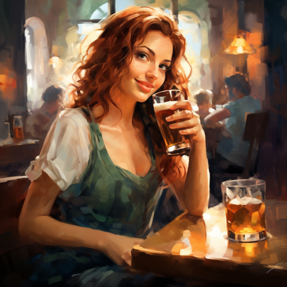 woman drinking beer