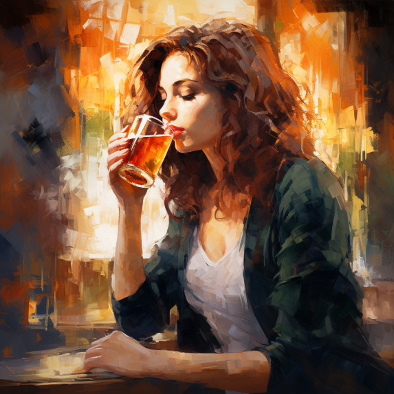 woman drinking beer