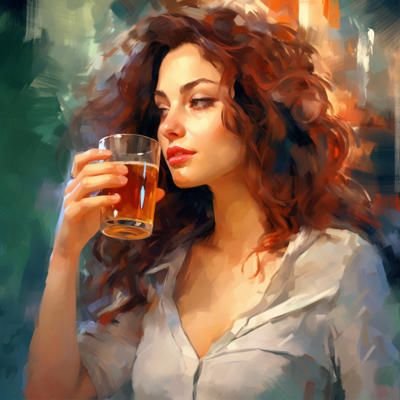 woman drinking beer