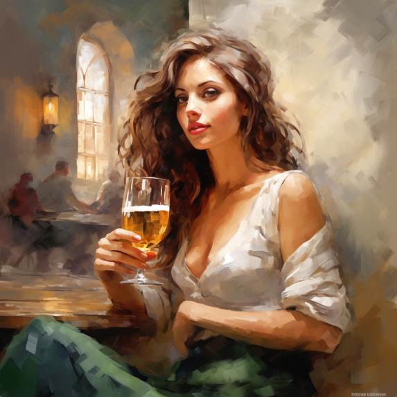 woman drinking beer