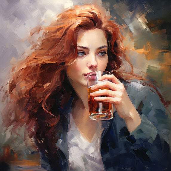 woman drinking beer