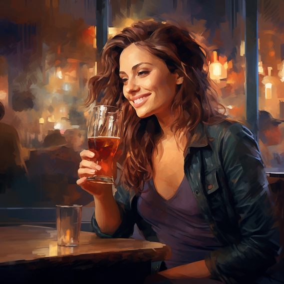 woman drinking beer