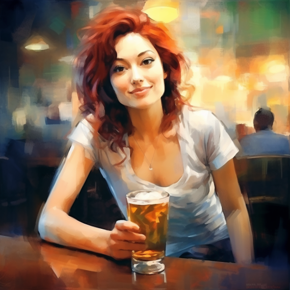 woman drinking beer