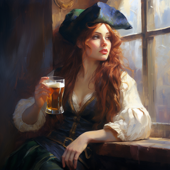 woma pirate drinking beer