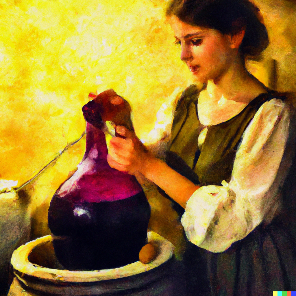 woman filling carboy with wine