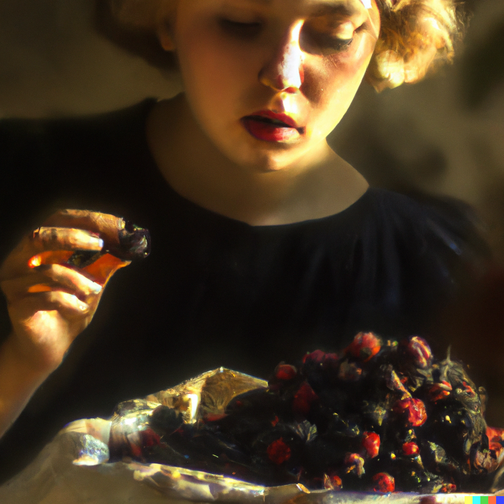 woman with blackberries