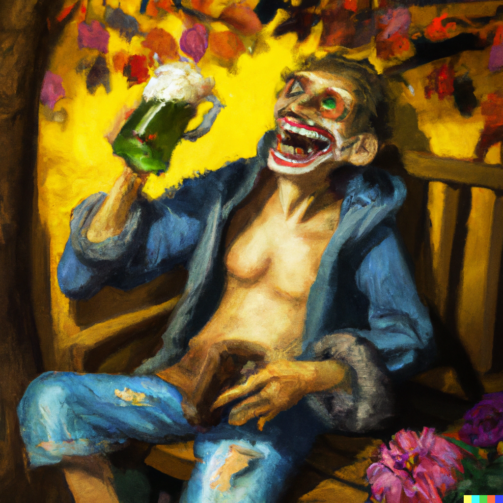 zombie drinking beer