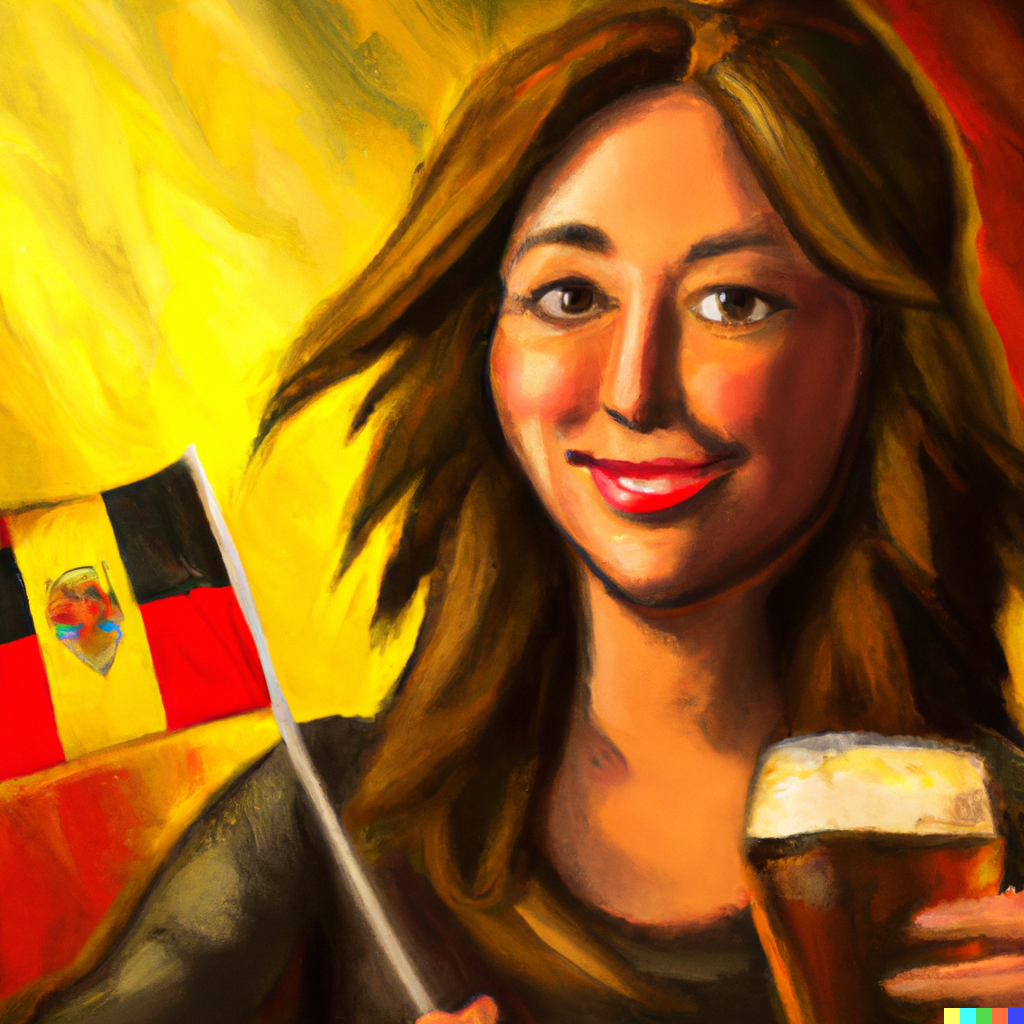 woman drinking beer with Belgian flag