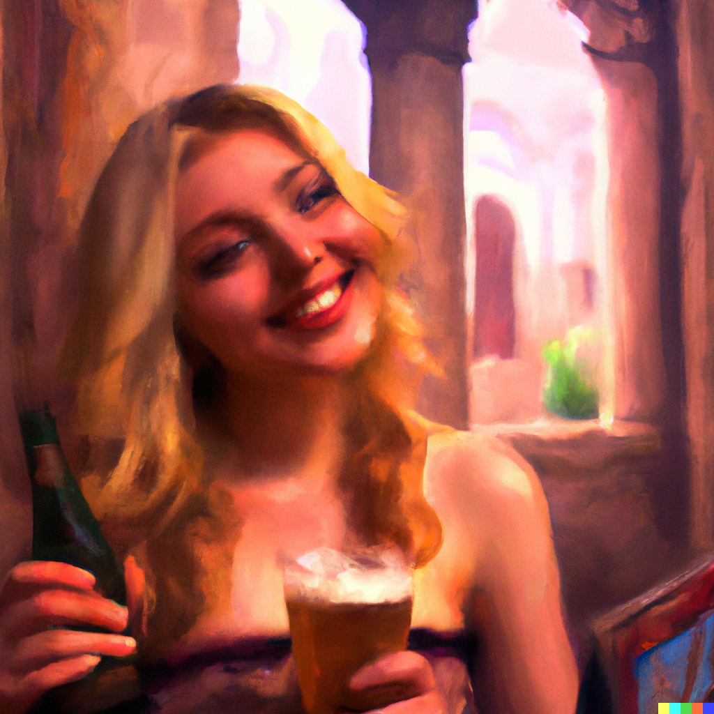 woman drinking beer