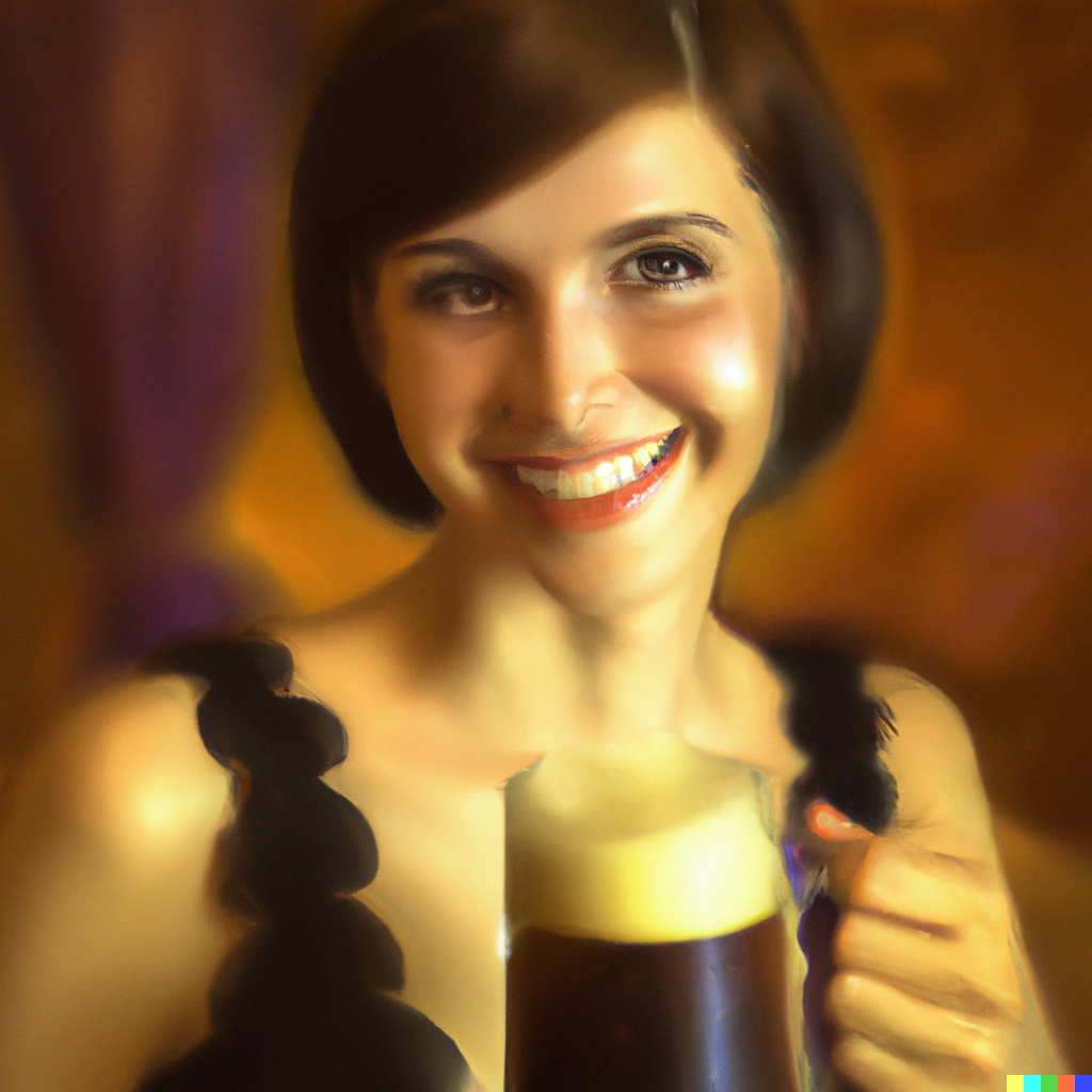 woman drinking dark beer