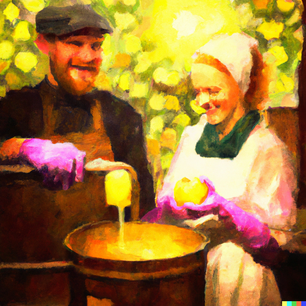 couple making cider