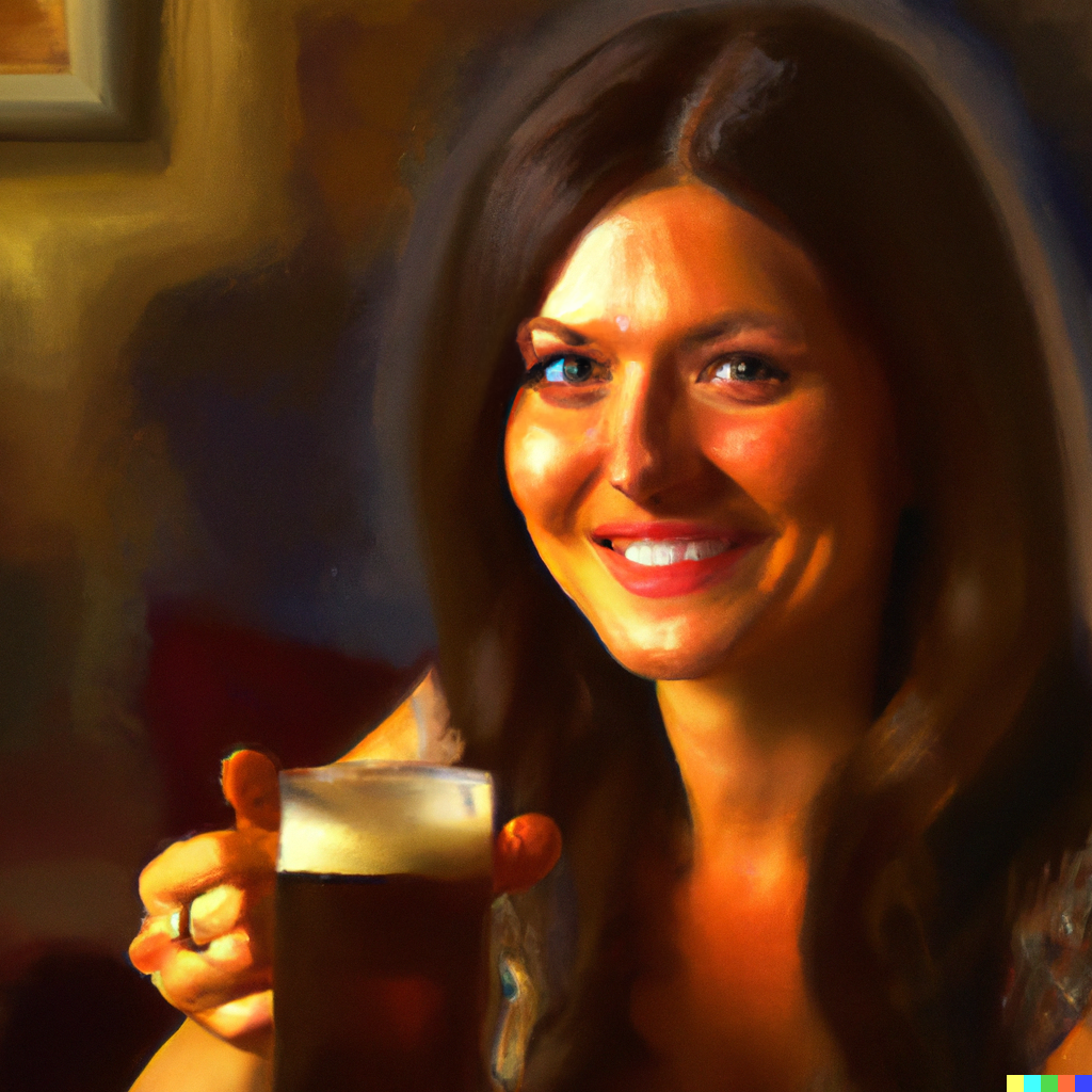 woman drinking beer