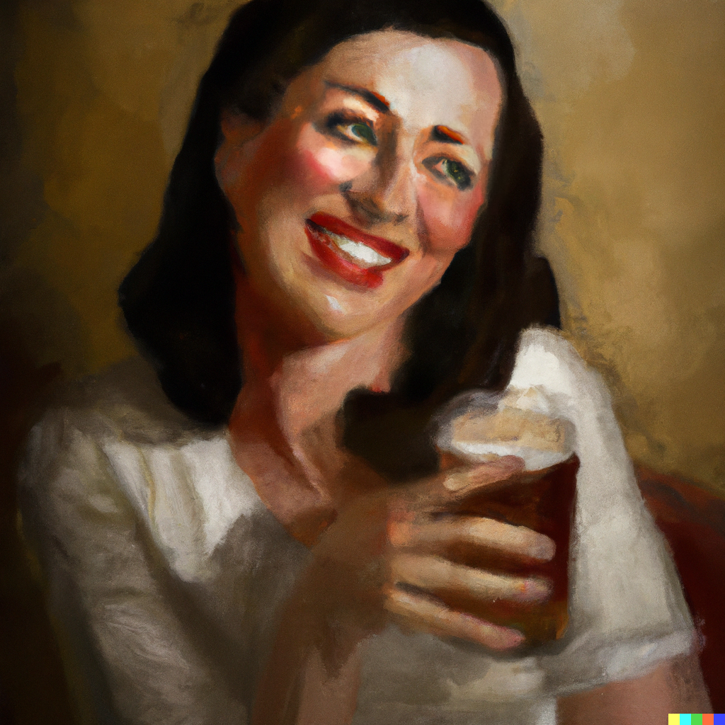 woman drinking beer