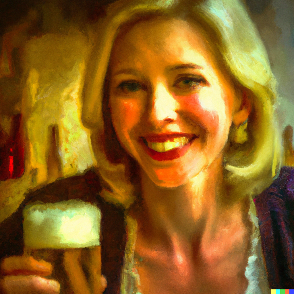 woman drinking beer