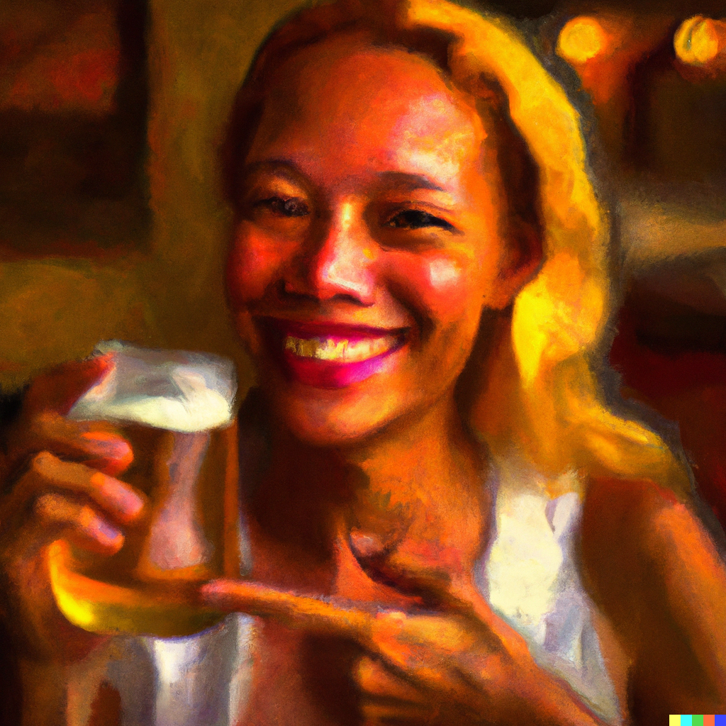 woman drinking beer