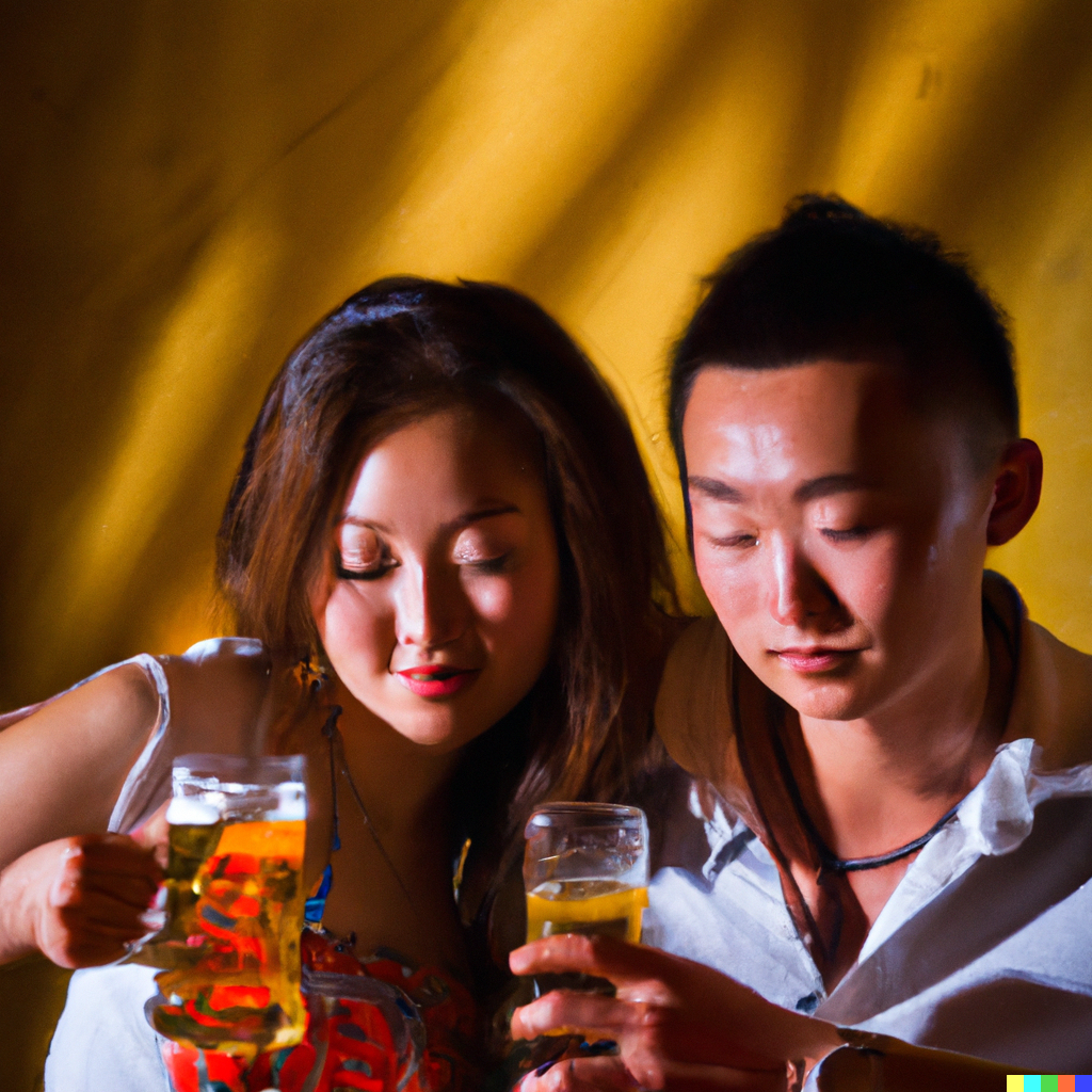 couple drinking beer