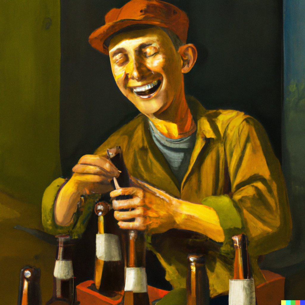 man bottling beer