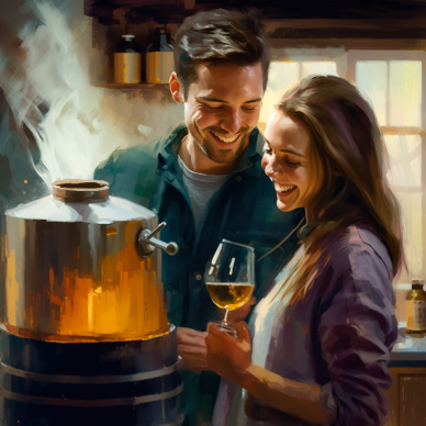 couple making beer