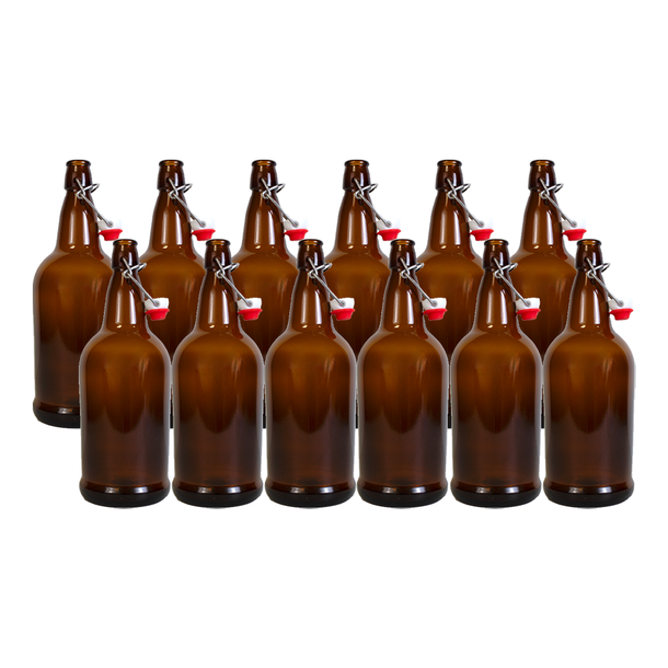 Amber Flip-Top Bottles 1L - 12/Case