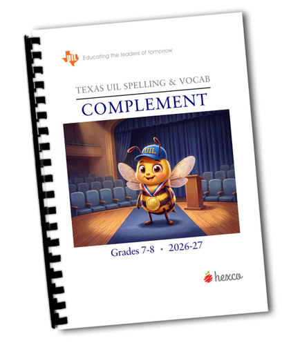 UIL Spelling Complement for Grades 7-8- 2026-27 - Get the annual spelling list, PLUS definitions and more! Also great for PSIA study.