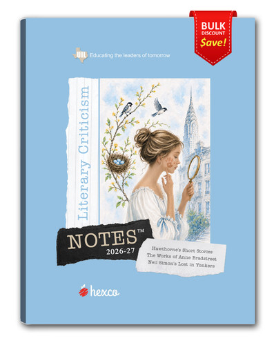UIL Literary Criticism Notes 2026-27 is a comprehensive study guide / summary of the annual topic. Also ideal for TAPPS study!