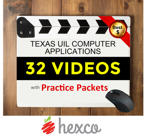 UIL Computer Applications - 32 Videos with Practice Packets