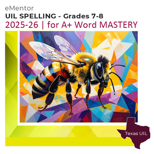 Grades 7-8 Spelling eMentor for UIL A+

Figure: Image generated using Adobe Firefly from the prompt bee with colorful geometric background