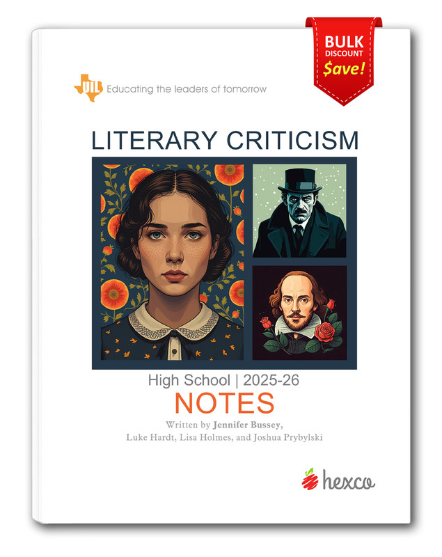 UIL Literary Criticism Notes 2025-26 is a comprehensive study guide / summary of the annual topic. Also ideal for TAPPS study!