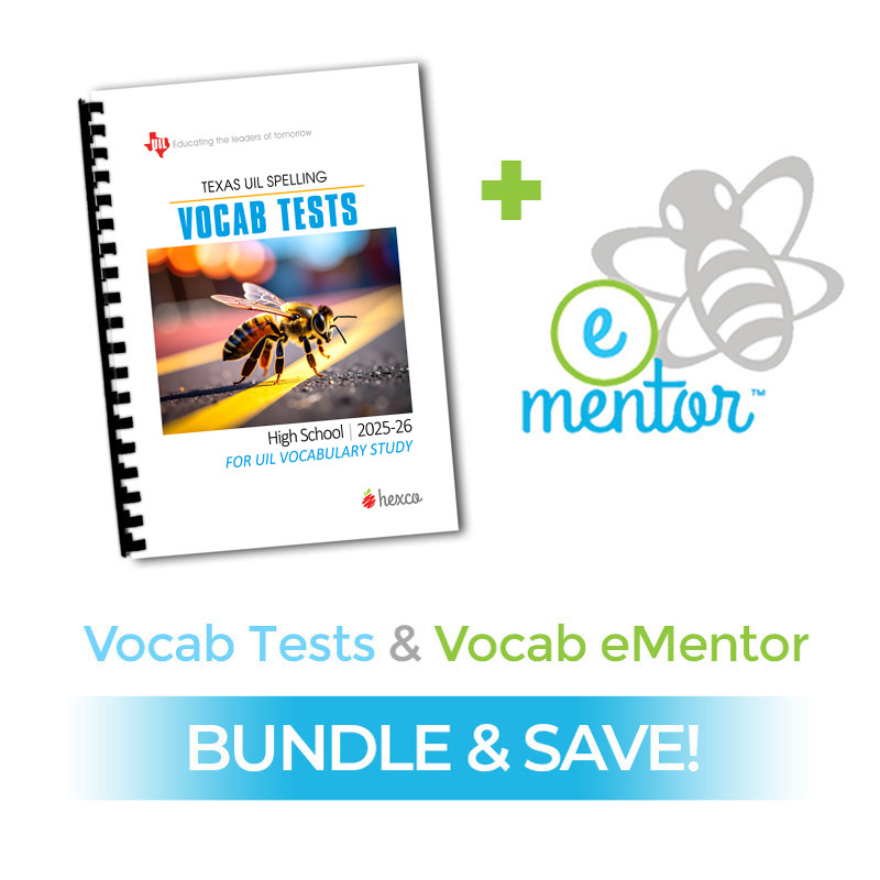 Vocab Tests (book) and eMentor for High School UIL - BUNDLE