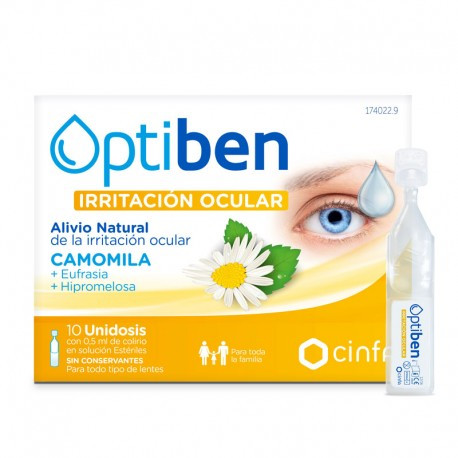 Optiben ojos irritados unidosis estéril sequedad 10 amp