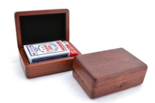 Jarrah Wood Box with set of Cards and Dice