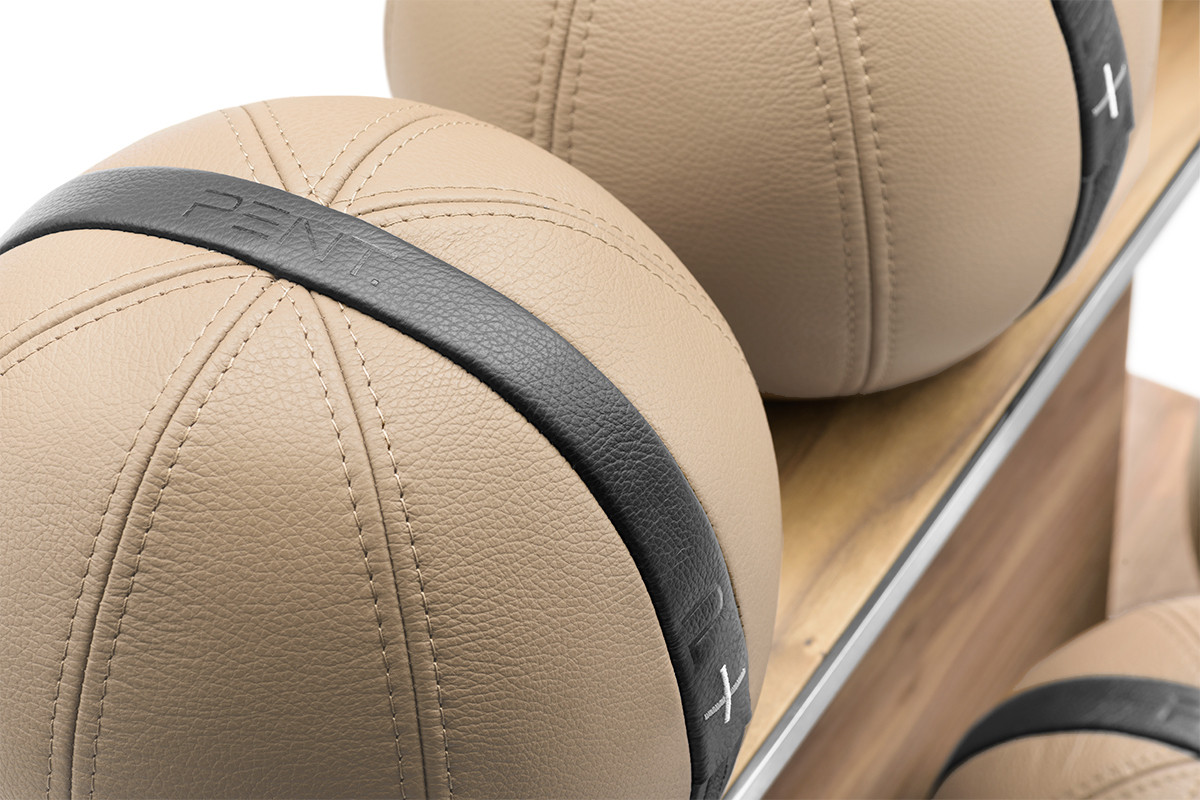 MOXA Medicine Balls in Beige Leather by PENT Fitness for Jack Game Room