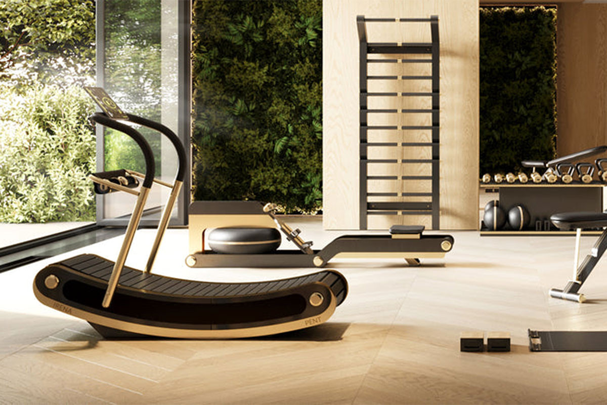 VISLA Water Rower in Natural Walnut by PENT Fitness for Jack Game Room