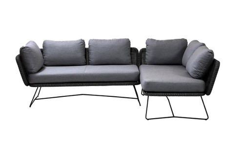 Horizon 2-Piece Modular Sofa Set in Black/Grey by Cane-line for Jack Patio Horizon 2-Piece Modular Sofa Set in Black/Grey by Cane-line for Jack Patio