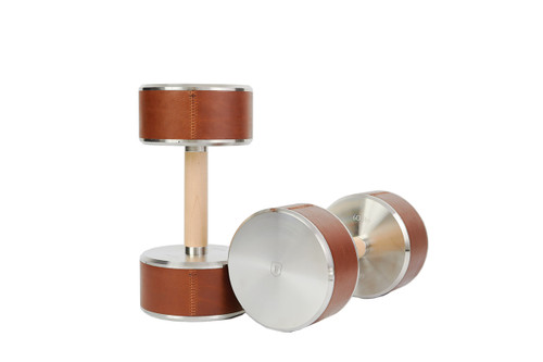 Fysik NAK Dumbbell Pairs in Saddle Leather by Fysik for Jack Game Room